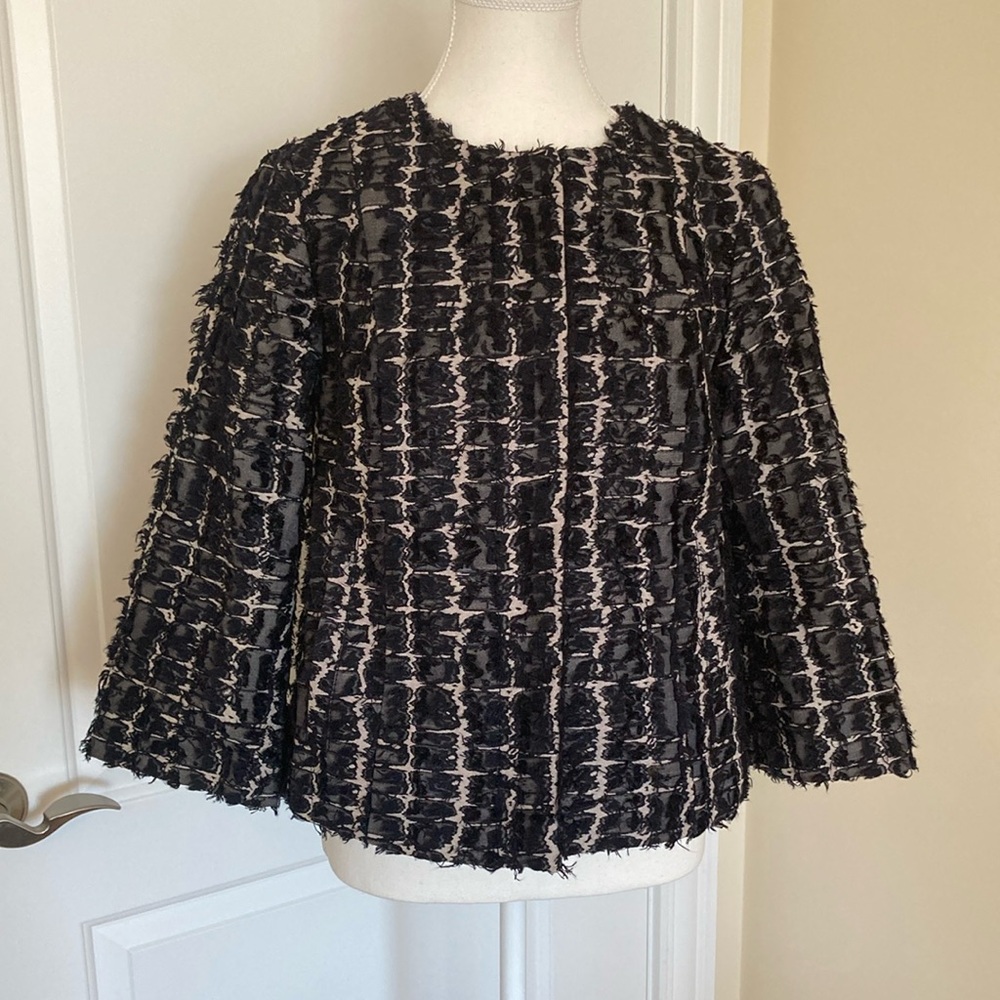 Banana Republic Heritage Navy Blue Textured Fringe Blazer XS NWT